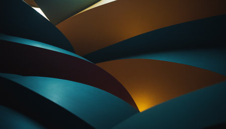 Abstract background of blue and orange curved lines. 3d render illustrationの素材