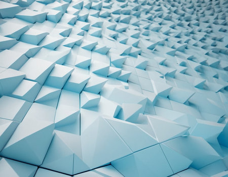 3d rendering of abstract background with blue polygonal shapes.の素材