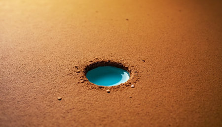 Water drop on the sand. Water drop on the sand surface.の素材