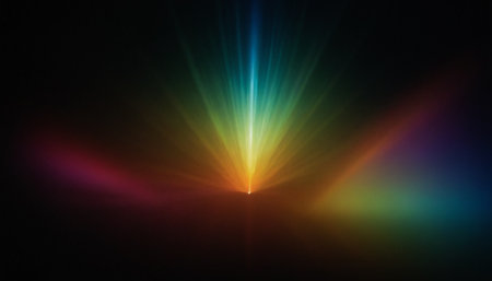 Colorful rays of light on black background. Abstract rays of light.の素材