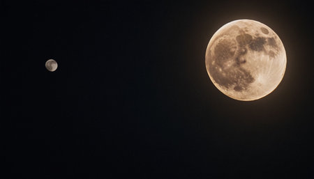 Full moon in the night sky. Moon in the night sky.の素材