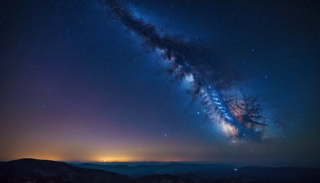 Milky way and stars in the night sky. Long exposure photograph.の素材