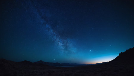 Milky Way over the mountains in the night. Elements of this image furnished by NASAの素材
