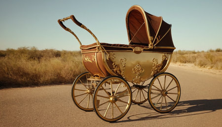 Wedding carriage on the road in the Namib desert.の素材