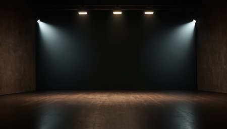Empty room with spotlights. 3d rendering. Mock up.の素材