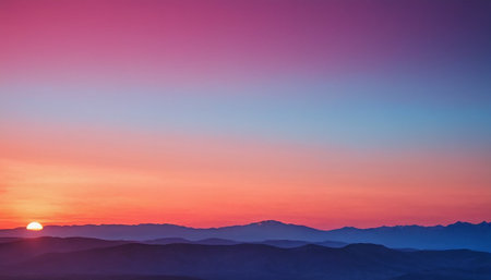 Sunset in the mountains. Beautiful natural landscape. Sunset in the mountains.の素材