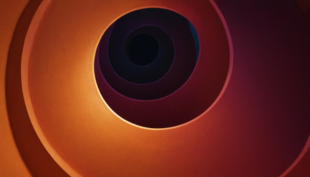 3D render of abstract background with spiral shapes in red and blueの素材