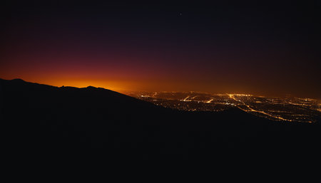 Night view from Mount Etna, Sicily, Italy, Europe.の素材