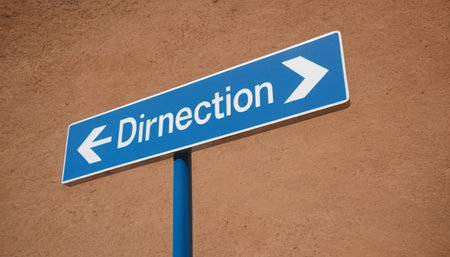 Directional sign with blue arrow pointing to Drenthe, Netherlandsの素材