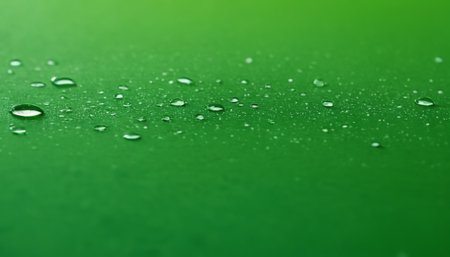 Water drops on green background. Water drops on green background. Water drops on green backgroundの素材