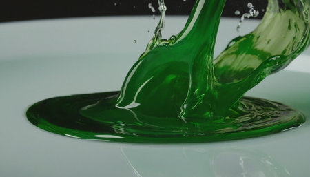 splash of green liquid, isolated on black background. close upの素材