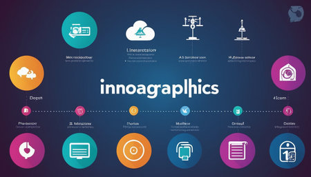 infographic concept with modern icons on dark blue background, vector illustrationの素材