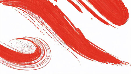 Abstract red brushstrokes on white background. Hand-drawn illustration.の素材