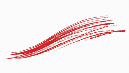 Red brush stroke isolated on white background. High resolution image gallery.の素材