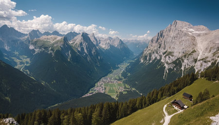 Panoramic view of the Dolomites in South Tyrol, Italyの素材
