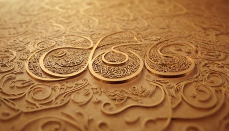 Arabic calligraphy on a gold background. 3d renderingの素材