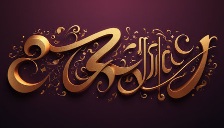 Eid Mubarak, Arabic calligraphy of the celebration of Muslim community festival.の素材