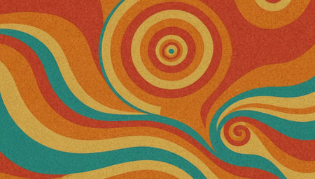 abstract background with stripes and swirls in orange and blue colorsの素材
