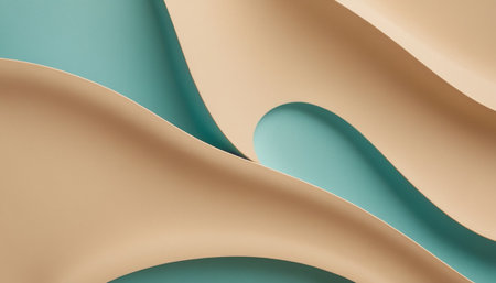 3d render, abstract background with wavy paper layers in pastel colorsの素材