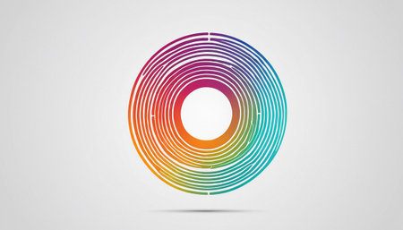 Circle circle logo with colorful gradient colors, vector design element.の素材