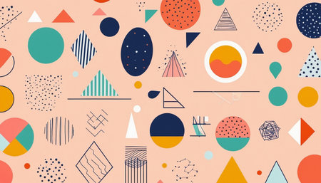 Abstract seamless pattern with geometric shapes and dots. Vector Illustration.の素材