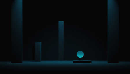 Minimalist black background with geometric shapes. 3d rendering.の素材