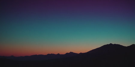 Beautiful sunset in the mountains. Colorful sky. Toned.の素材