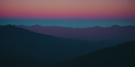 Beautiful sunset in the mountains. Colorful sunset in the mountainsの素材