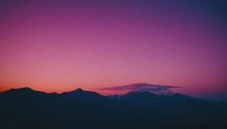 Sunset over the Himalaya mountains in Nepal. Toned.の素材