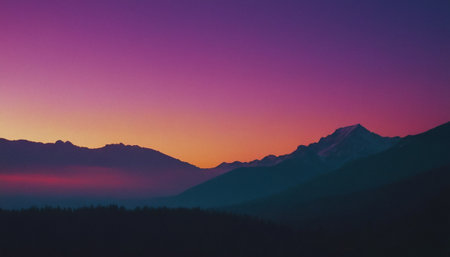 Sunset in the mountains. Sunrise in the mountains. Mountain landscapeの素材