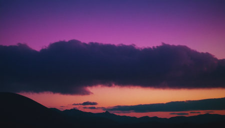 Colorful sunset in the mountains. Beautiful sky. Colorful sunset in the mountains.の素材