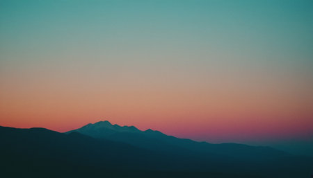 Sunset in the mountains. Color of the year 2019. Toned.の素材