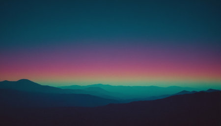 Colorful sunset over the mountains. Colorful sky with clouds.の素材