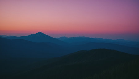Mt. Fuji in the morning at sunrise in the Carpathian Mountains.の素材