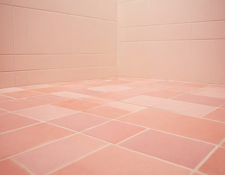 pink tile floor in the bathroom - vintage color effect picture styleの素材