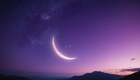 Night sky with stars and moon. Elements of this image furnished by NASAの素材