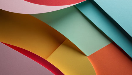 Colorful paper layers background. Minimal concept. Top view.の素材