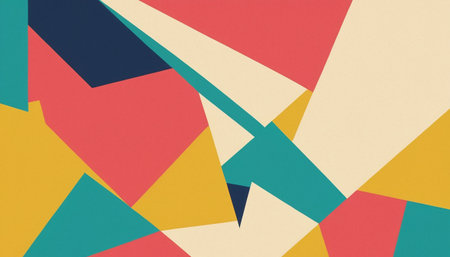 abstract paper background, colorful geometric shapes, flat lay, top viewの素材