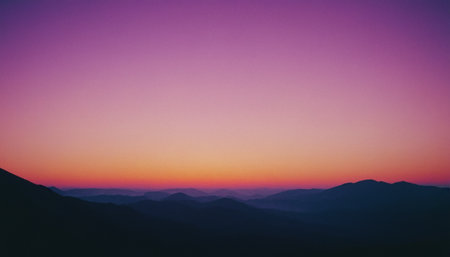 Beautiful sunset in the mountains. Nature background. Vintage filter.の素材