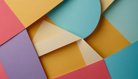 Colorful paper geometric shapes as background. Minimal creative concept.の素材