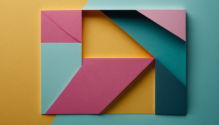 Colorful abstract background with paper cut shapes. Minimal style.の素材