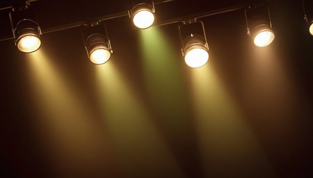 Spotlight on the stage in the auditorium, lighting equipment.の素材