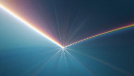 Abstract background with light rays and lens flare. Texture of light.の素材