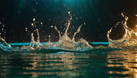splashes of water on a dark blue background. close-upの素材