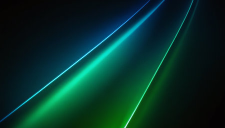 Neon abstract lines on dark background, vector futuristic techno template.の素材