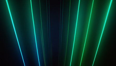 Neon glowing lines on a dark background. 3d rendering.の素材