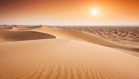 Sand dunes in the Sahara desert, Morocco, Africa. Sunsetの素材