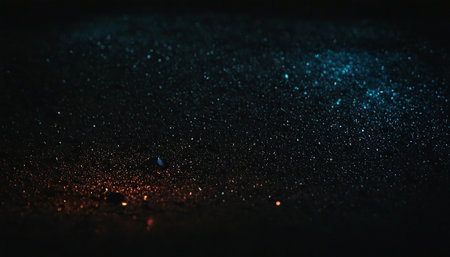 glitter vintage lights background. silver, blue and black. de focusedの素材