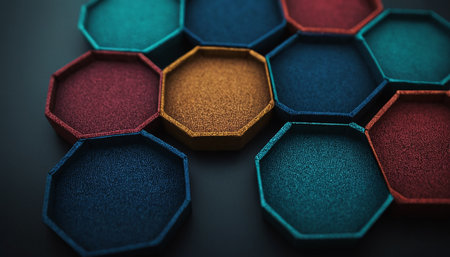 Colorful hexagon background. Abstract hexagon texture. 3d renderingの素材
