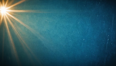 Sunset with lens flare over blue grunge background. 3d renderingの素材